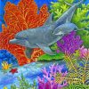 dolphins in coral reef paint by number