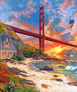 sunset at golden gate paint by numbers