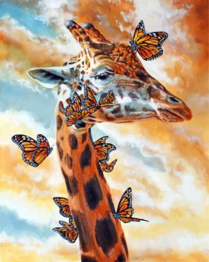 Giraffe And Butterflies Paint by numbers