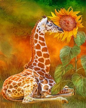 Giraffe And Sunflower Paint by numbers