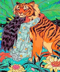 Girl And Tiger Paint by numbers