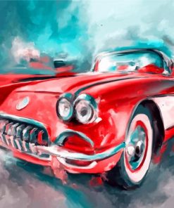 Red Vintage Car Paint by numbers