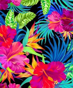 Tropical Flowers And Plants Paint by numbers