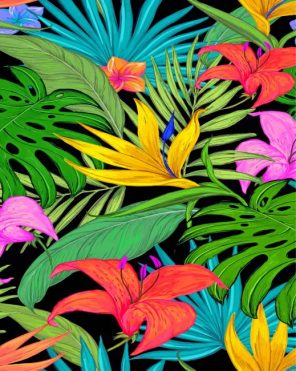 Tropical Leaves Paint by numbers