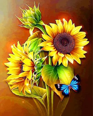 Butterfly On Sunflowers Paint by numbers