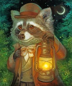 Mr Raccoon And Lantern Paint by numbers