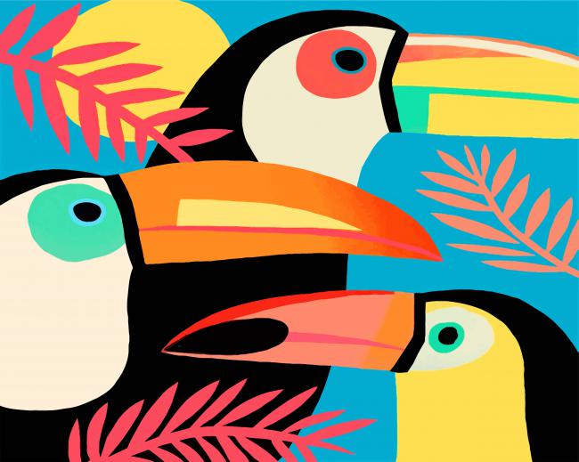 Toucans Birds Paint By Numbers - ThePaintByNumbers.COM