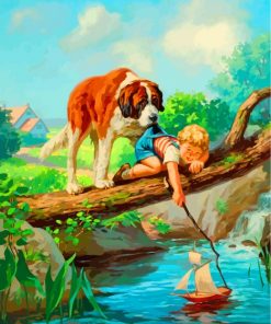 Dog And Little Boy Paint by numbers