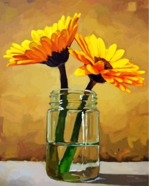Sunflowers In Glass Paint by numbers