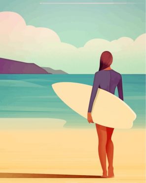 Surfer Woman Illustration Paint by numbers
