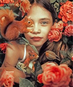 cute-girl-and-squirrels-paint-by-numbers