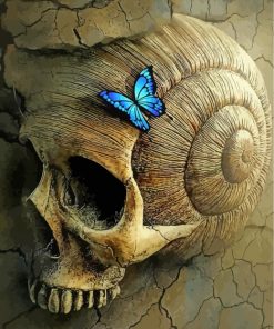 skeleton and blue butterflies-paint-by-numbers