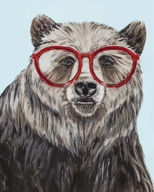 Bear With Glasses Paint by numbers