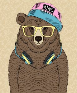 Bear With Headphones Paint by numbers