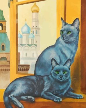 Cute Russian Blue Cats Paint by numbers