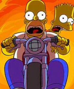 Homer Simpson Riding A Motorcycle Paint by numbers