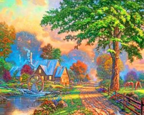 Sweetheart Cottage Thomas Kinkade Paint by numbers