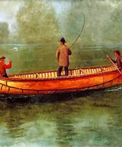 Albert Bierstadt Fishing from a Canoe paint by number