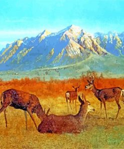 Albert bierstadt deer in a mountain paint by numbers
