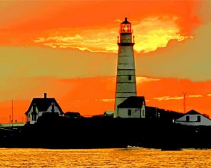 Boston Light ssilhouette paint by numbers