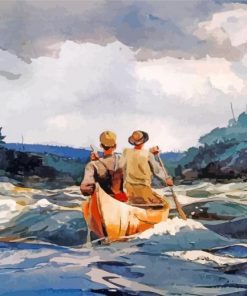 Canoe in the rapids winslow homer paint by number