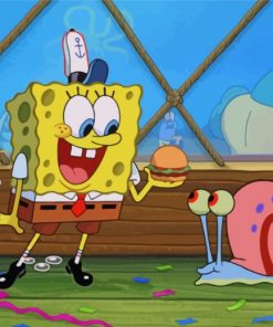 Cartoon SpongeBob And Gary paint by number