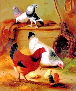 Edgar Hunt Pigeons and Chickens paint by number