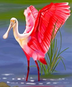 Roseate spoonbill Bird Art paint by numbers