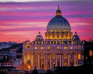 Saint Peters Basilica At Sunset paint by number