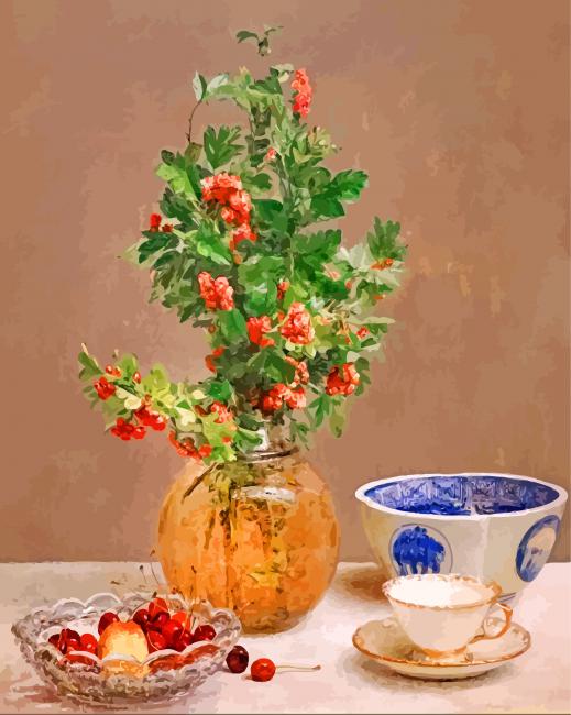 Still Life With Vase Of Hawthorn Paint by number