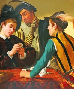 The Cardsharps by Caravaggio paint by number