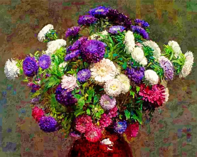 Asters In A Vase paint by numbers