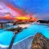 Blue Lagoon Iceland Sunset paint by number