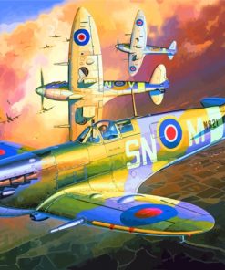 Flying Spitfires Planes paint by numbers