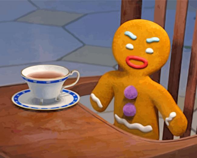 Gingerbread Drinking Tea paint by Number