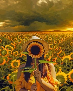 girl-holding-a-sunflower-paint-by-numbers