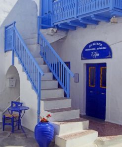 Blue White Greek paint by numbers