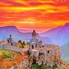 tatev monastery armenia sunset paint by numbers