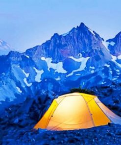 Tent In Mountain Landscape Camping paint by numbers