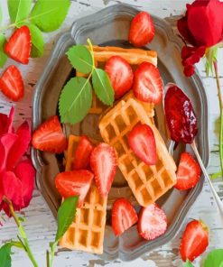 waffles And Strawberry paint by numbers
