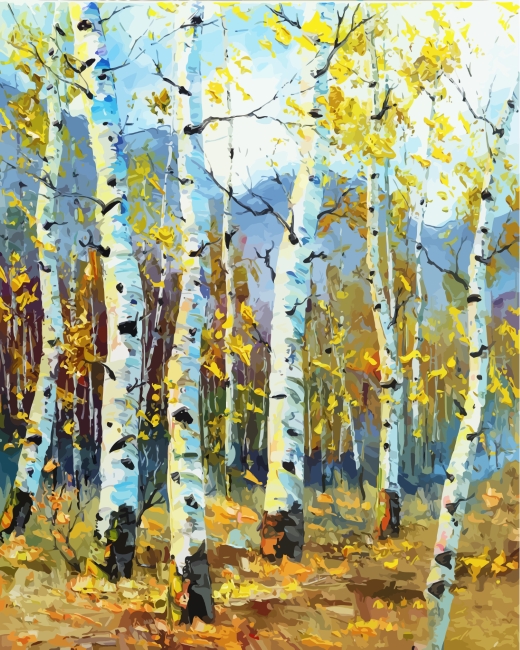 Birch Trees Art paint by numbers