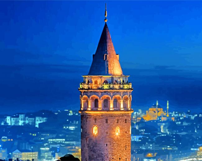 Galata Tower Istanbul Turkey paint by number