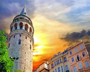 Galata Tower Turkey paint by number