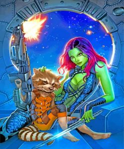 Gamora And Raccoon paint by numbers