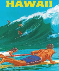 Hawaii Surfers Poster Paint by numbers