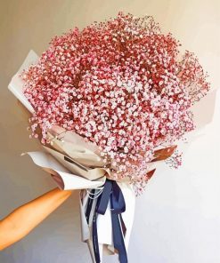 Pink Babys Breath Bouquet paint by number