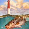 Striper fish and lighthouse paint by numbers