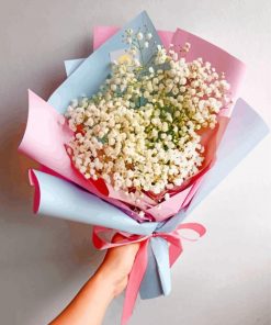 White Babys Breath Bouquet paint by number