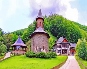 Aesthetic Prislop Monastery Transylvania paint by numbers