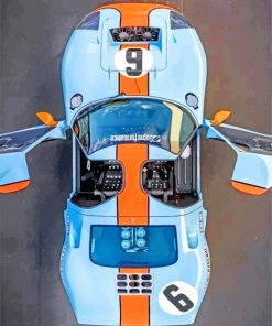 blue and orange Ford Gt40 paint by number